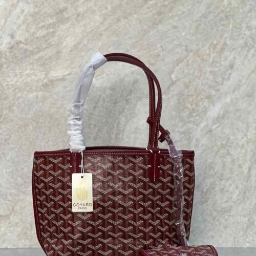 Goyard Anjou Mini Tote Bag Goyardine Canvas Red