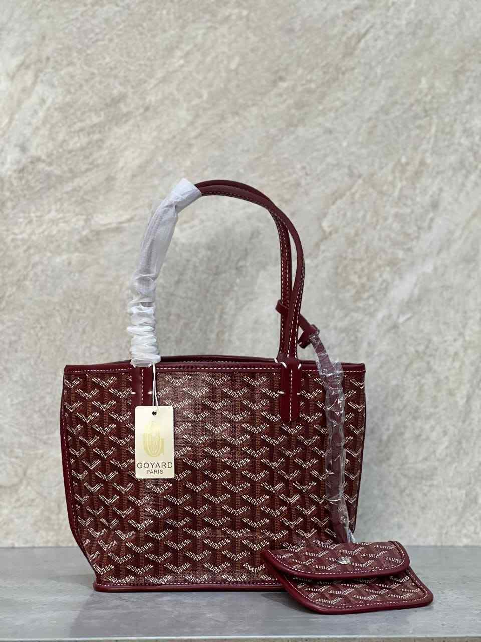 Goyard Anjou Mini Tote Bag Goyardine Canvas Red