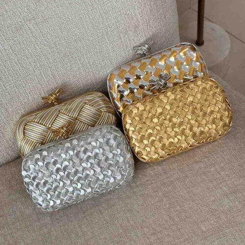 Bottega Veneta Knot Clutch Minaudiere Metallic Leather