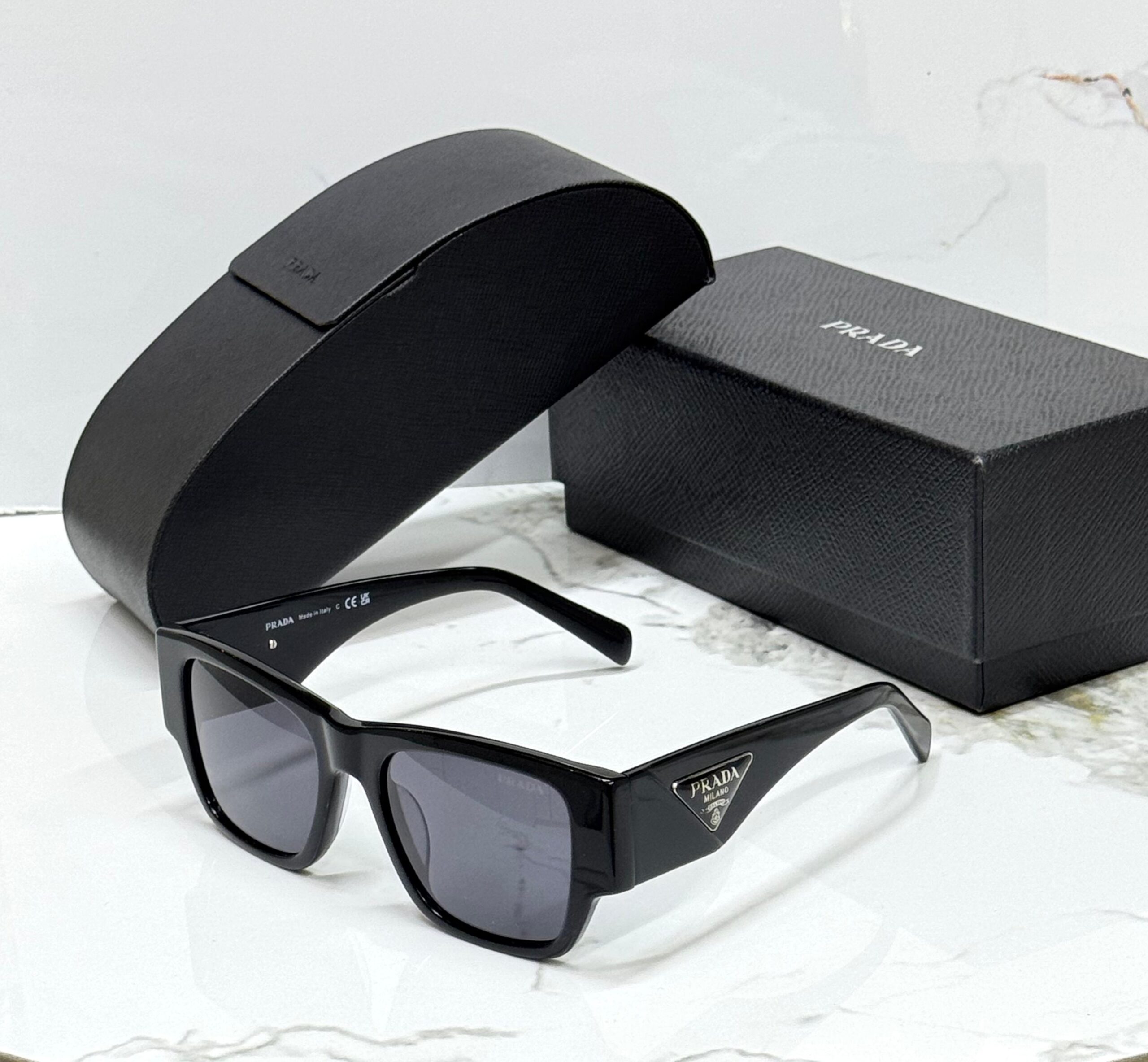 Prada Sunglasses Triangle Logo Black