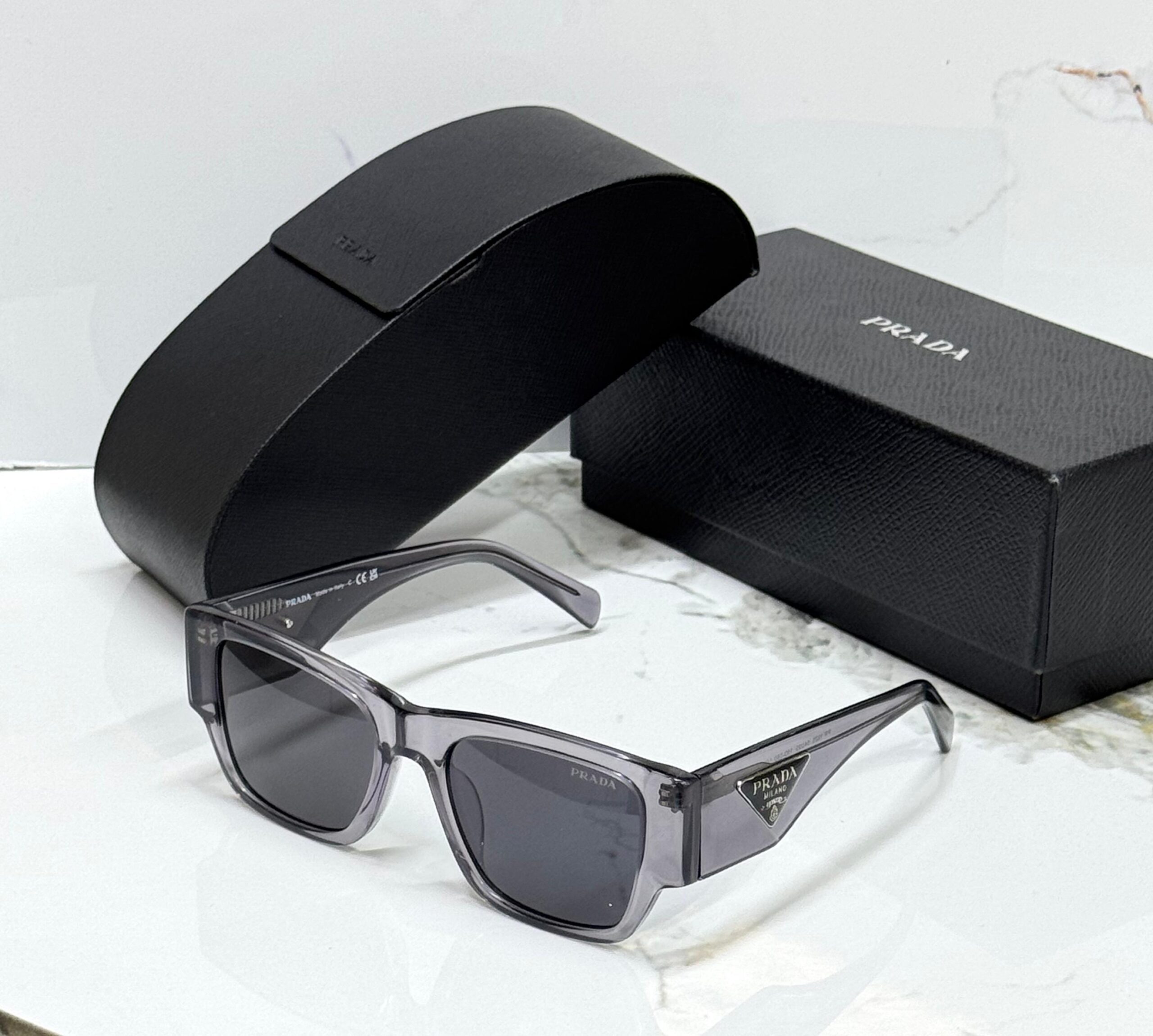 Prada Sunglasses Triangle Logo Grey