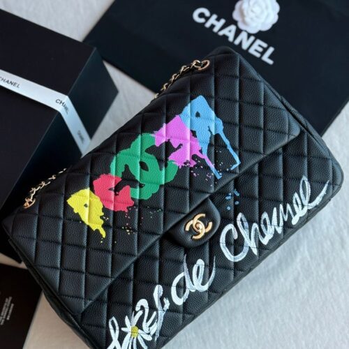 Chanel Classic Hand Painted Graffiti Flap Bag In Dubai