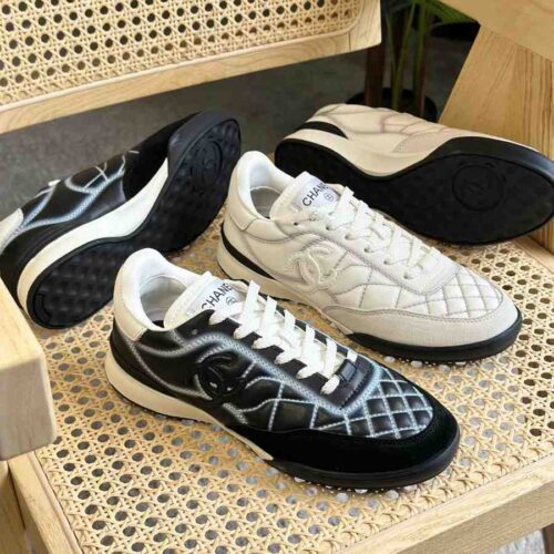 Chanel Calfskin Suede Quilted CC Logo Women's Sneakers In Dubai