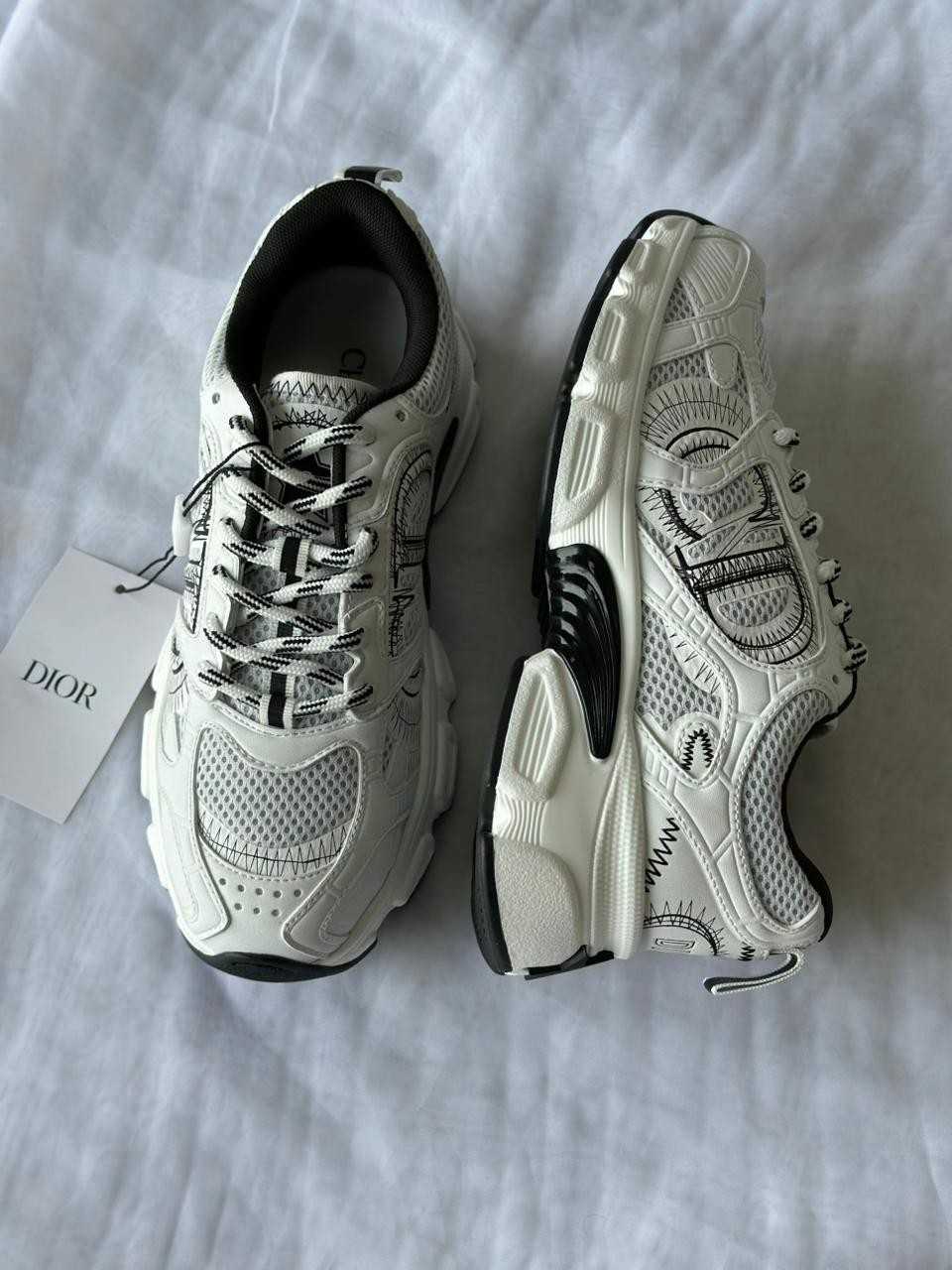 Dior Chrono Sneakers Technical Mesh Leather White