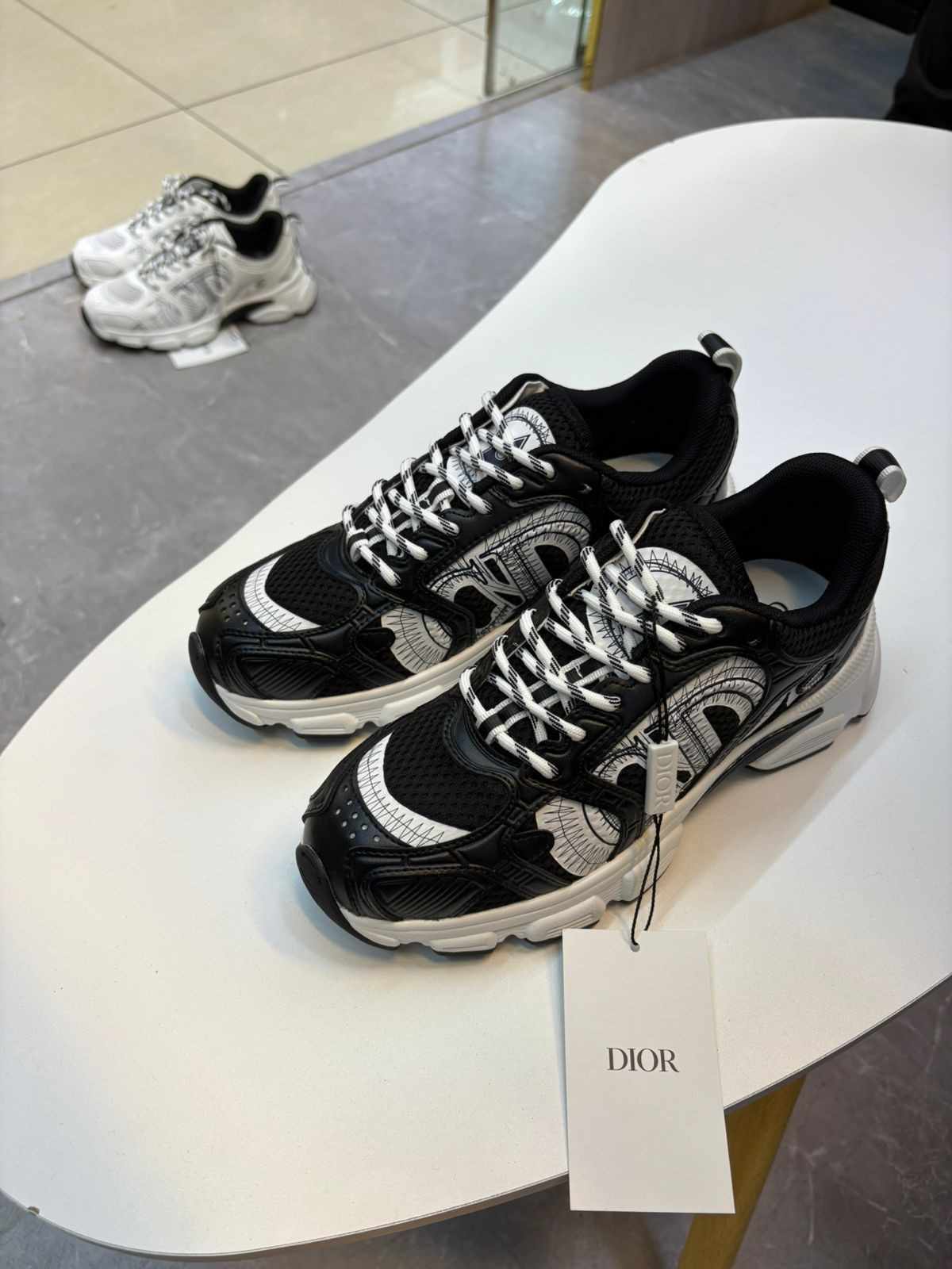 Dior Chrono Sneakers Technical Mesh Leather Black