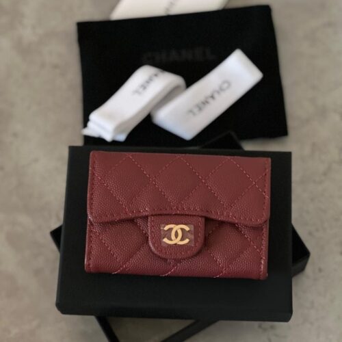Chanel Flap Card Holder Quilted Caviar Red