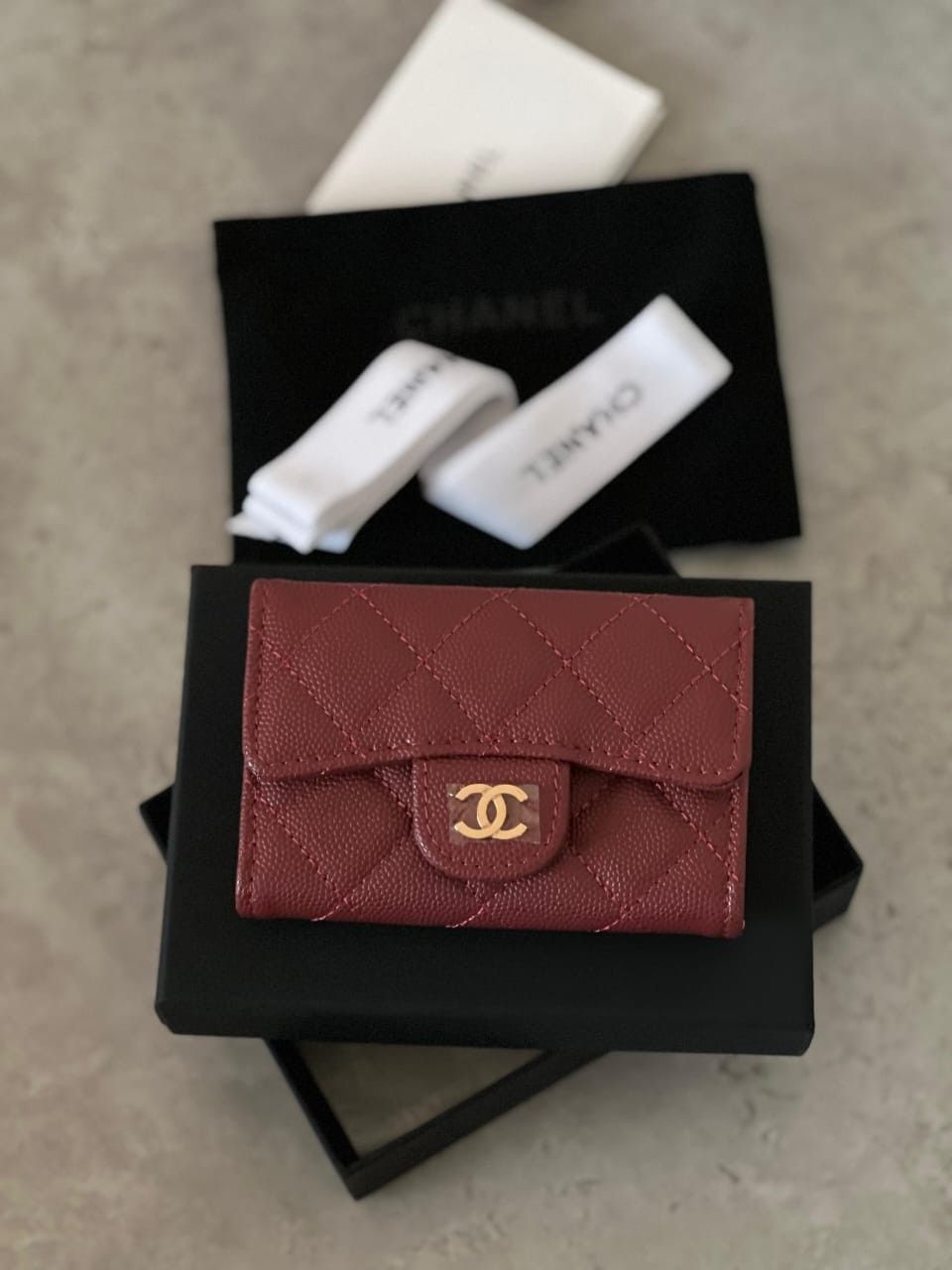 Chanel Flap Card Holder Quilted Caviar Red