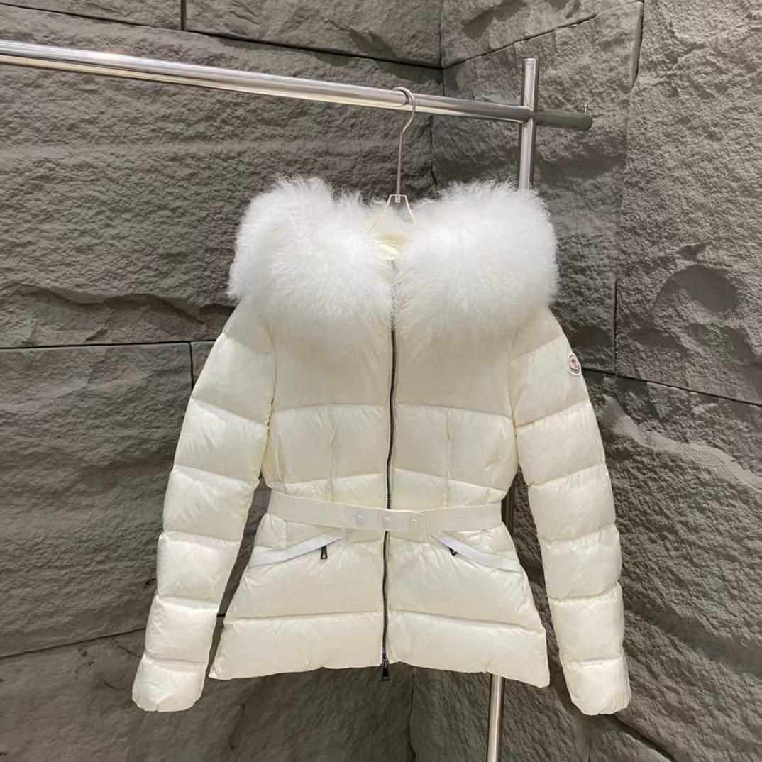 Moncler Jacket Boed Hooded Shearling-Trimmed White