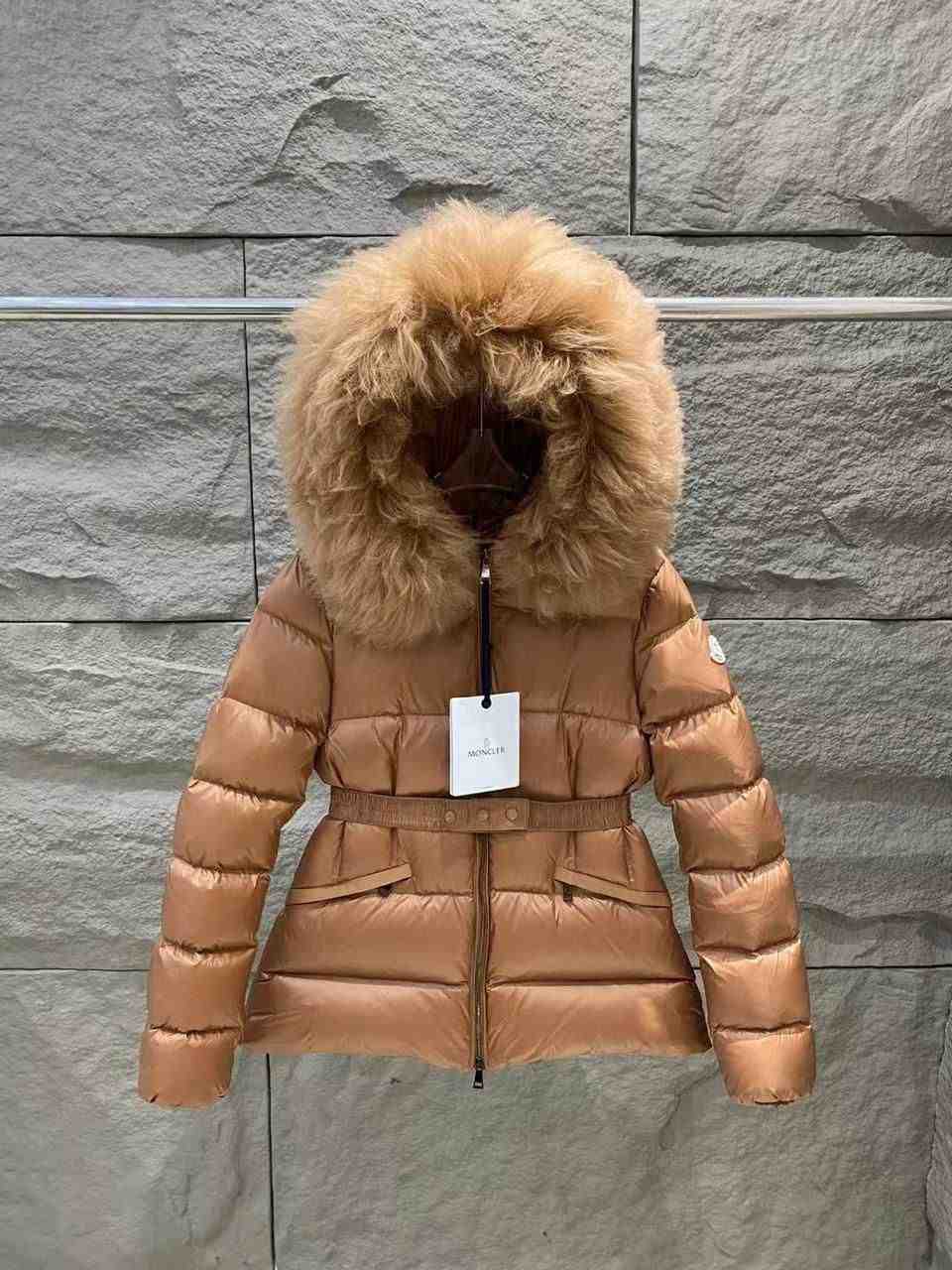 Moncler Jacket Boed Hooded Shearling-Trimmed Brown