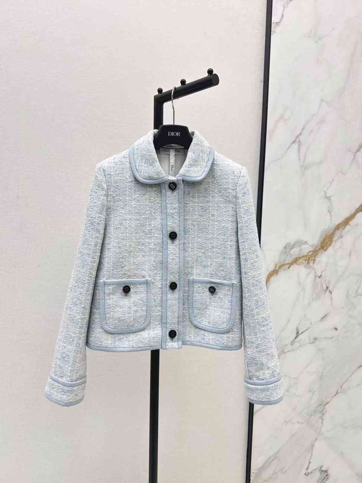 Dior Jacket Macro Cannage Cotton Tweed Blue