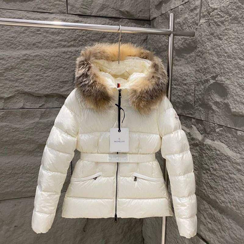 Moncler Jacket Boed Hooded Shearling-Trimmed White