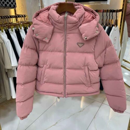 Prada Puffer Jacket Detachable Hood Pink