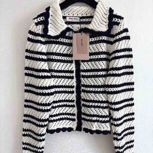 Miu Miu Cardigan Striped Crochet Knit