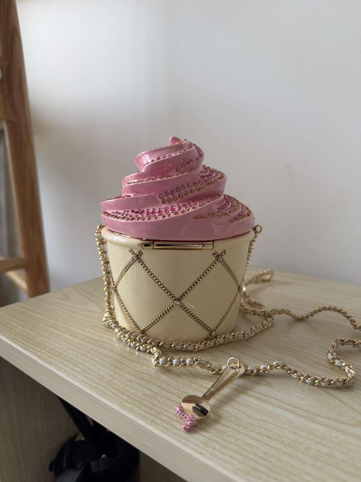 Chanel Clutch Ice Cream Minaudiere White & Pink