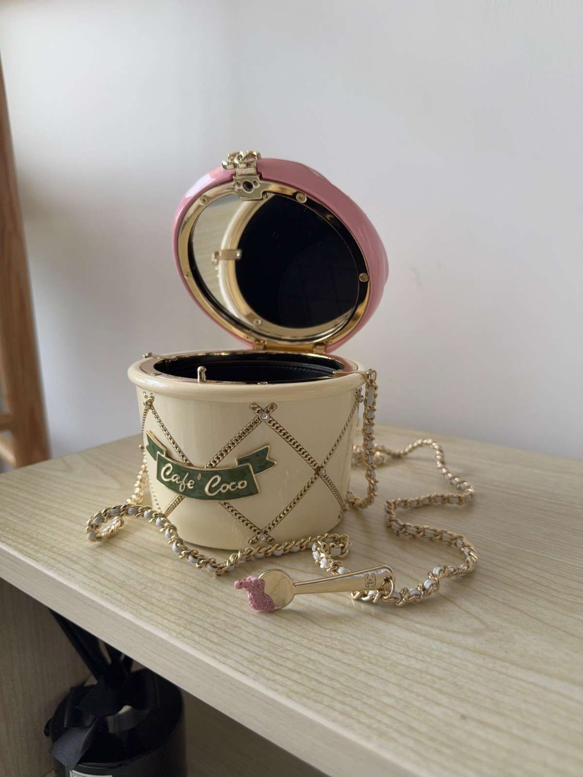 Chanel Clutch Ice Cream Minaudiere White & Pink