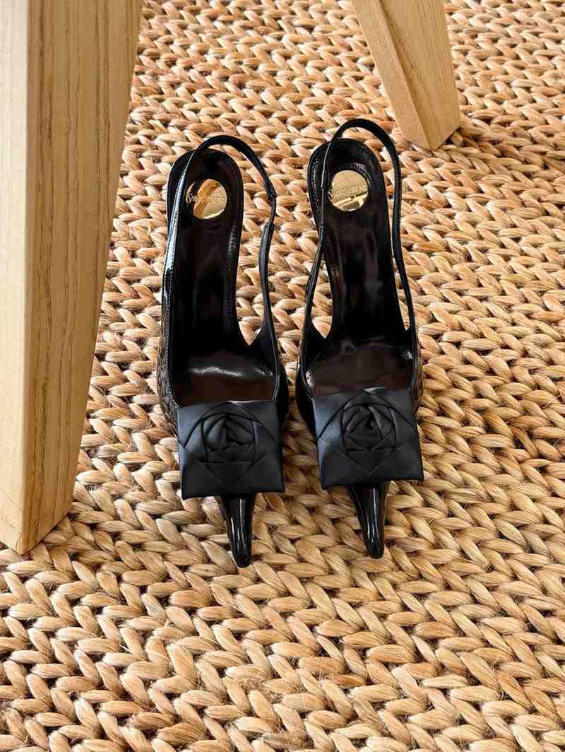 YSL Pumps Amalia Appliqued Satin Black