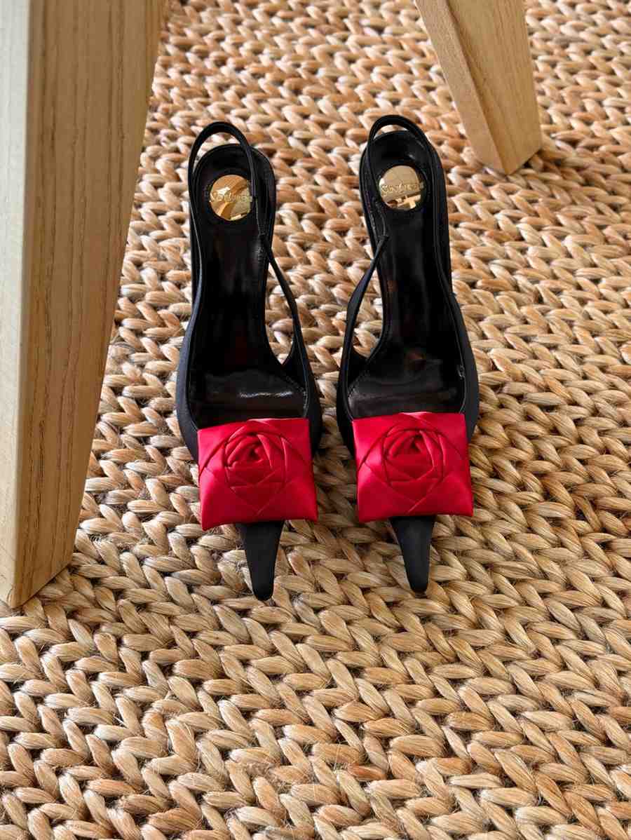 YSL Pumps Amalia Appliqued Satin Black