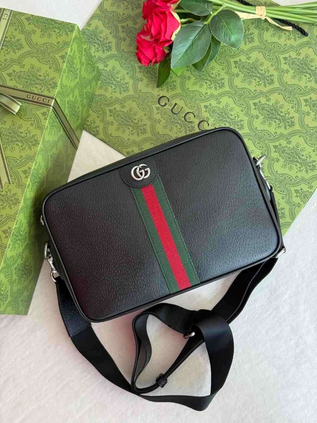 Gucci Ophidia Bag Crossbody Leather Medium Black
