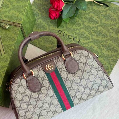 Gucci Boston Bag Ophidia GG Beige & Brown