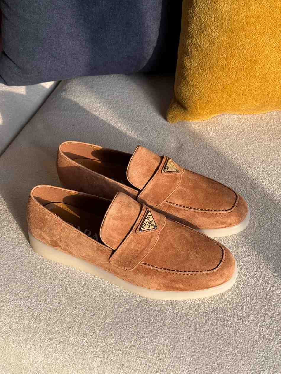 Prada Loafers Suede Leather Brown