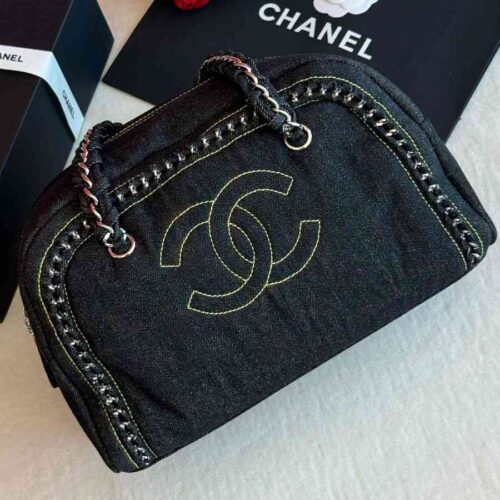 Chanel Chain Bag Boston Denim CC Black