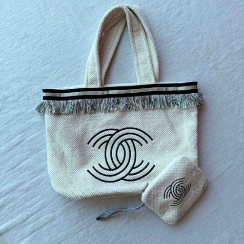 Chanel Tote Beach Bag CC White