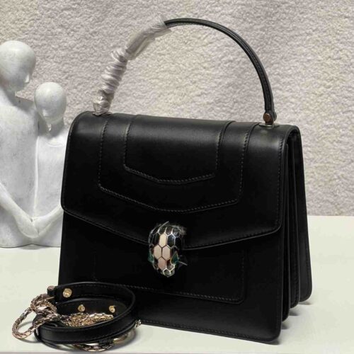 BVLGARI Serpenti Forever Top Handle Bag Black