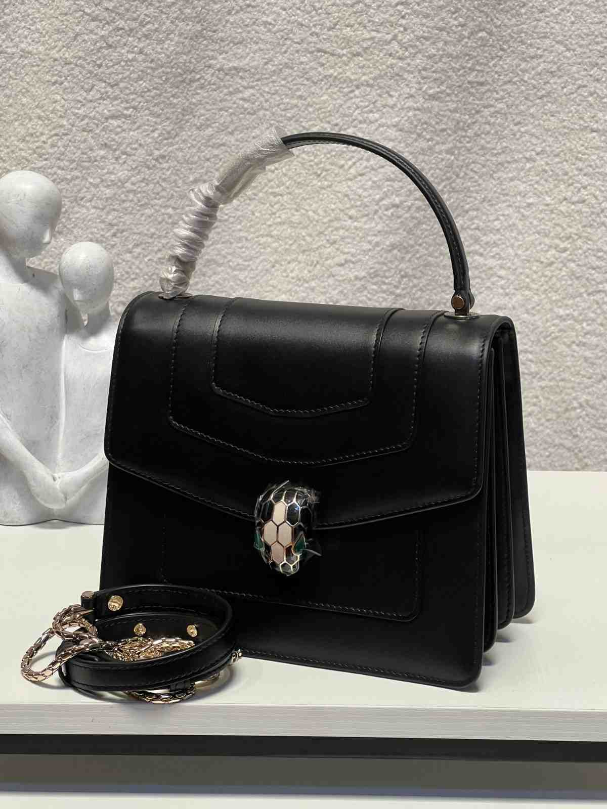 BVLGARI Serpenti Forever Top Handle Bag Black